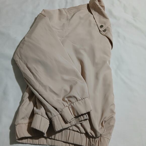Nine West XXL Moto Jacket Elastic Hem Cream Windbreaker Lightweight Full-Zip - Picture 3 of 11